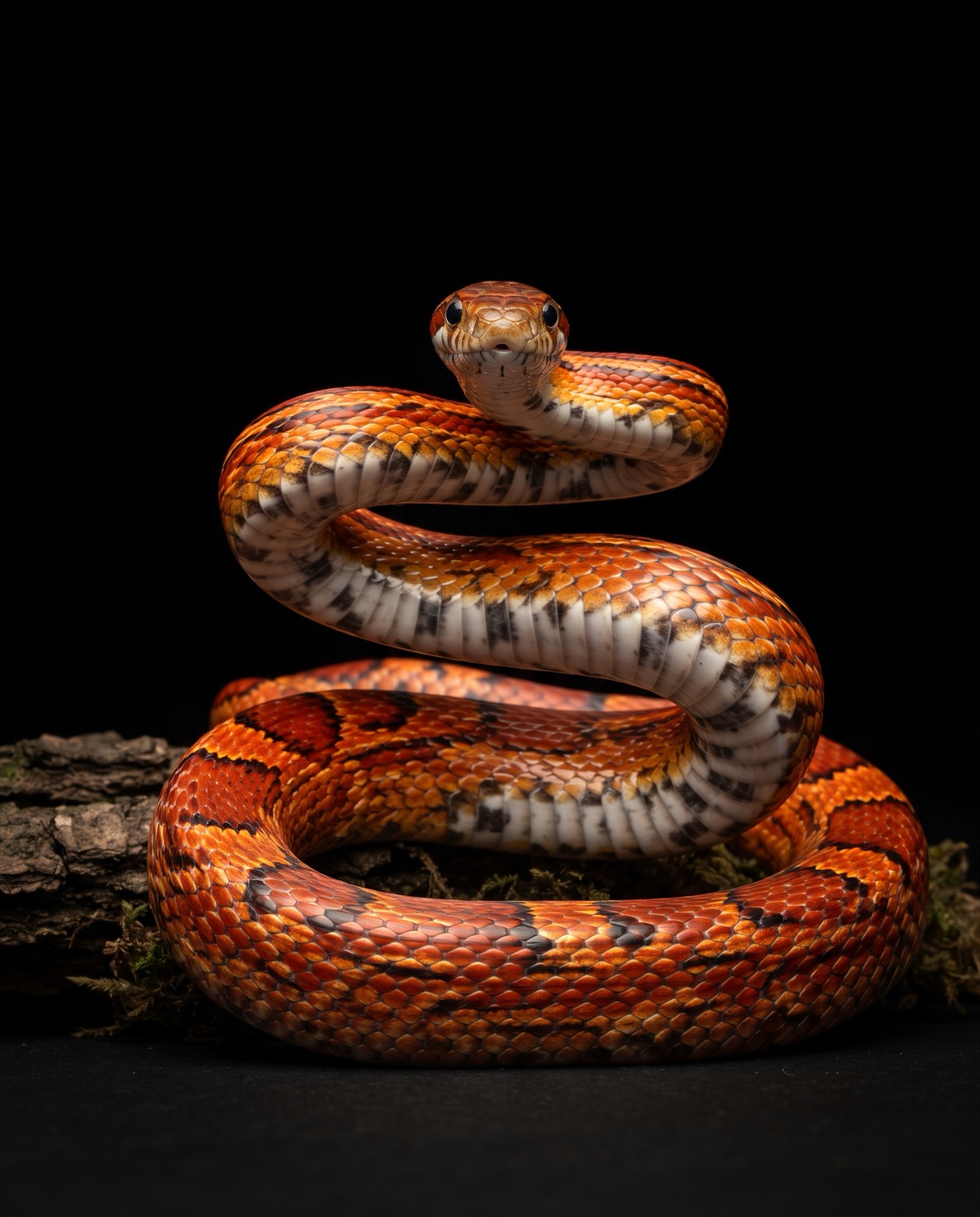 Coiled corn snake